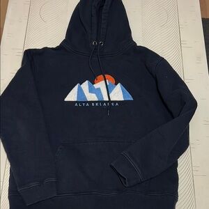 Navy Hoodie with Mountain Design